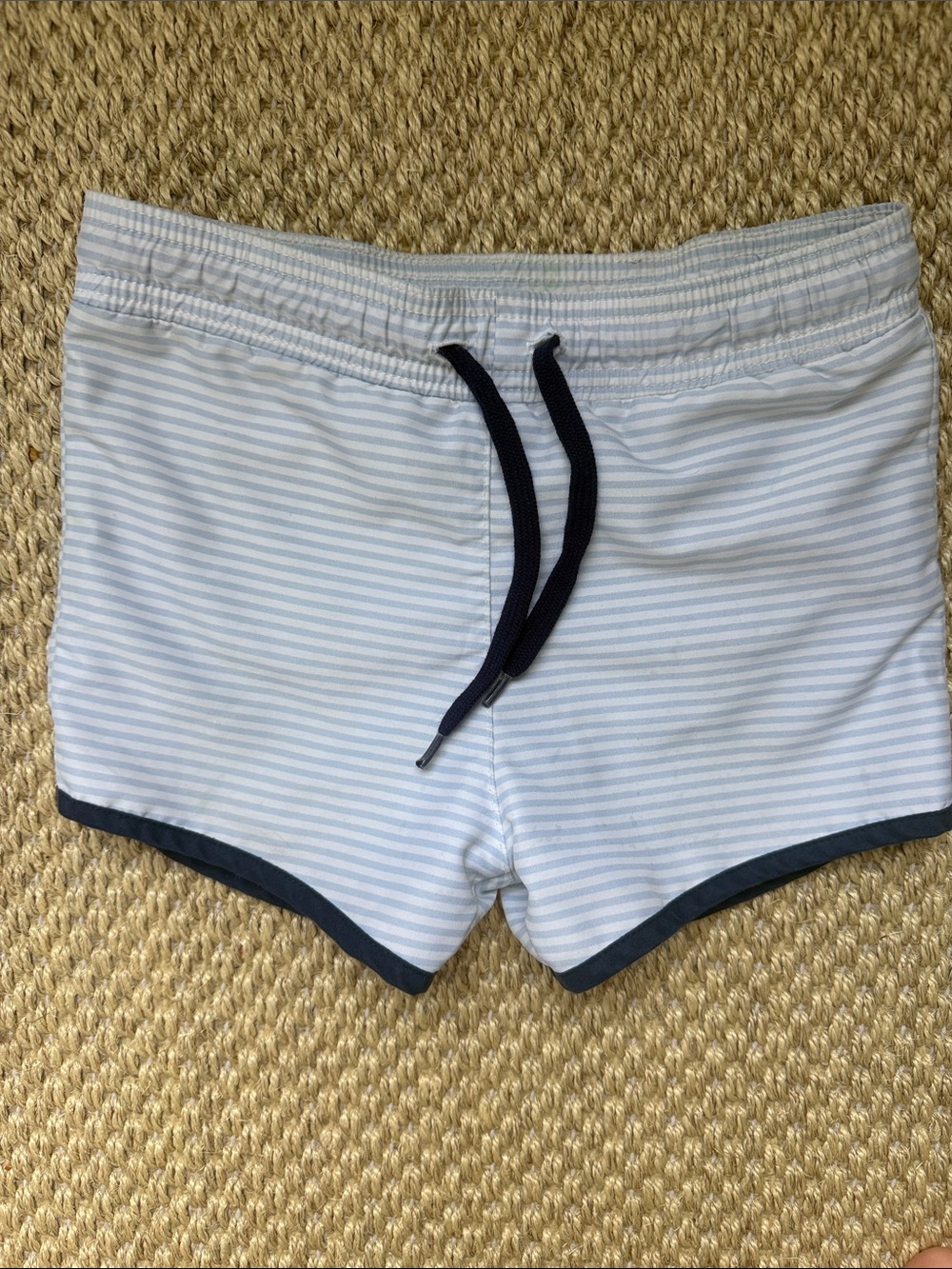 Minnow Boys Blue Strip Swim Shorts with Navy Trim, 5/6T